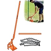 Dual-Purpose Fence Post Puller, Portable T Post Stake Puller Tool, Fit for Small Wood Piles Steel Bars Fences T-Post Concrete Stake, 2 Types of Clips + Iron Chain