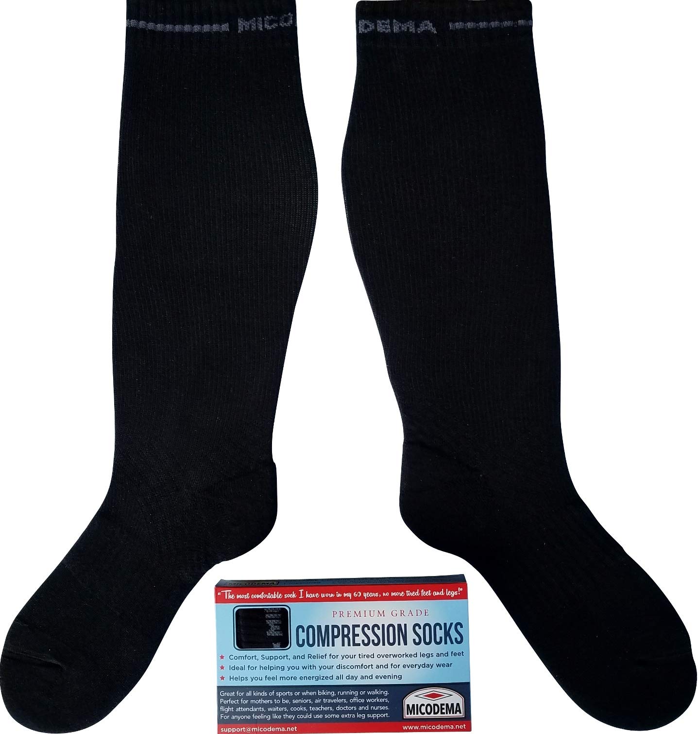 Compression Socks XX Wide Calf - Arch and Ankle Support Band | Gradient Pressure 20 mmHg, Knee High Queen Plus Size Premium Hosiery | High Grade Soft Thick Cotton | Unisex XX-Wide (Black)