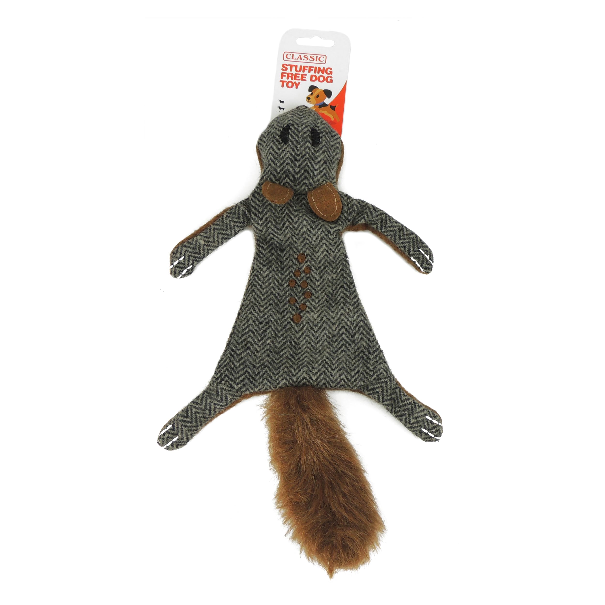 CLASSIC Stuffing Free Dog Toy 35cm - Squirrel