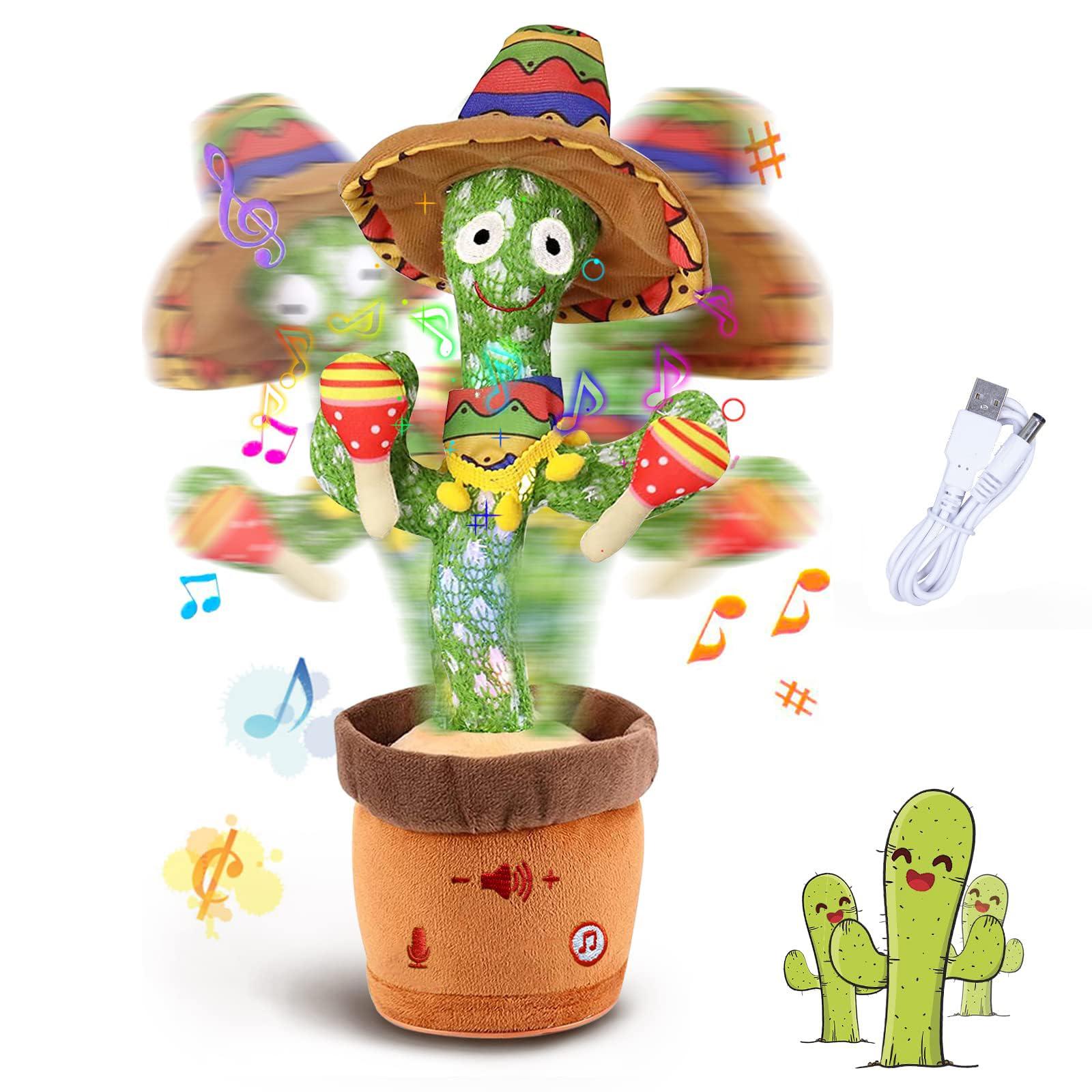ARIEL-GXR Dancing Cactus Plush Toy, Creative Singing Talking Cactus Repeat What You Say Soft Funny Plush Interactive Toy Figures for Kids, Home Decoration