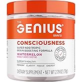 Genius Consciousness Nootropic Brain Powder, Watermelon, 15 Servings | All-in-One Brain Booster for Focus, Memory and Clarity with AlphaSize, Lion's Mane and NeuroFactor