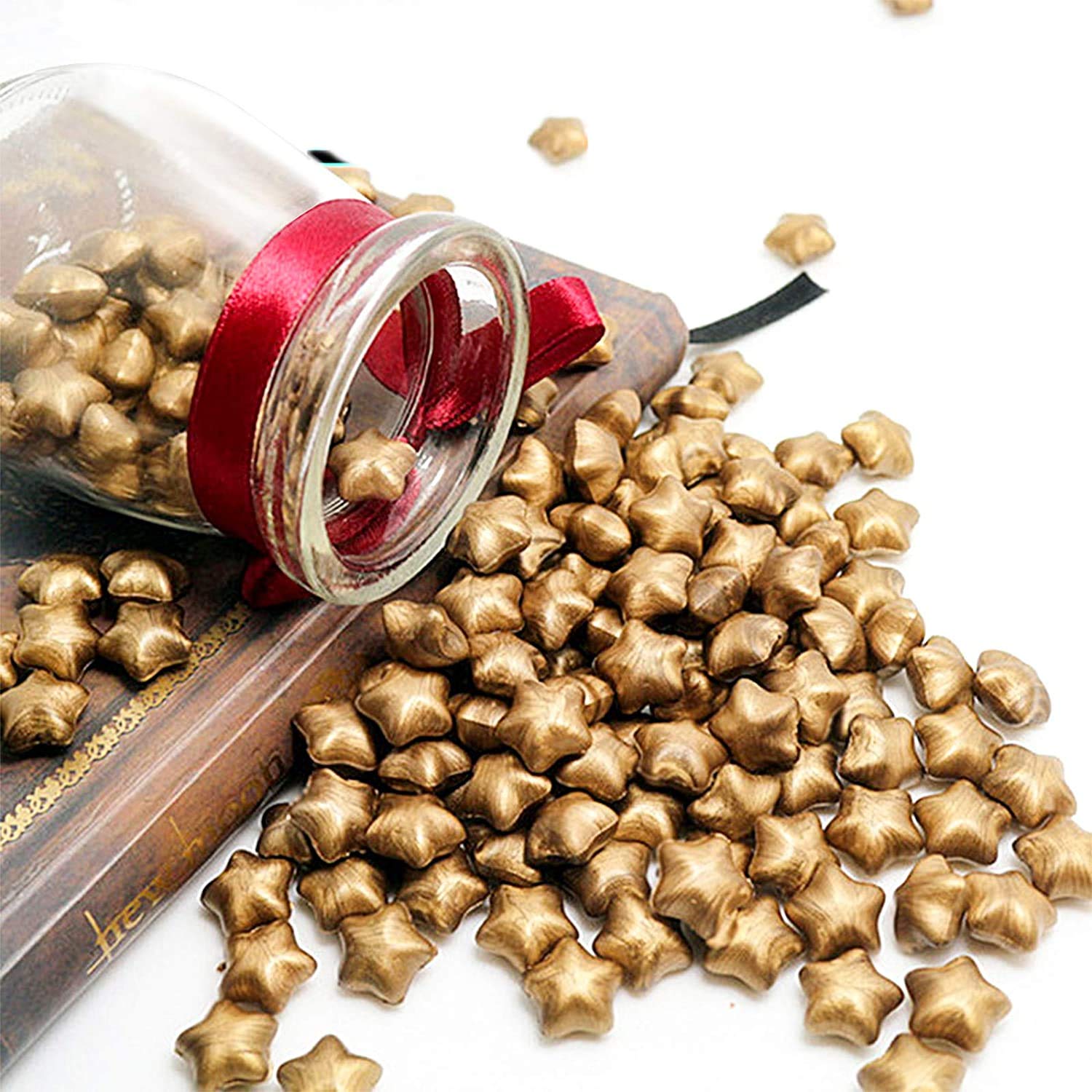 Wax Seal Stamp Kit, PUQU Classical Old-Fashioned Antique Wax Stamp Seal Kit Initial Letters Alphabet Set Gift Box with Vintage Wooden Handle and Brass Color Head (Lucky Star Bronze)