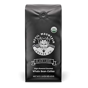 "Black Label" Dark Roast Whole Bean Coffee, The World's Strongest Coffee, Lab Tested at 1,555 ml Caffeine Per 12 Ounces, USDA Certified Organic (16 Oz)