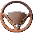 Loncky Custom Fit Cayenne Brown Genuine Leather Auto Custom Steering Wheel Cover for Porsche Cayenne S 2003 2004 2005 2006 2007 2008 2009 2010 / Porsche Cayenne Base 2008 2009 Accessories