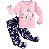CARETOO Girls Pajamas Kids Cotton Pajama Sets 2-Piece Long Sleeve Pjs Comfy Girls Sleepwear for 4-12 Years