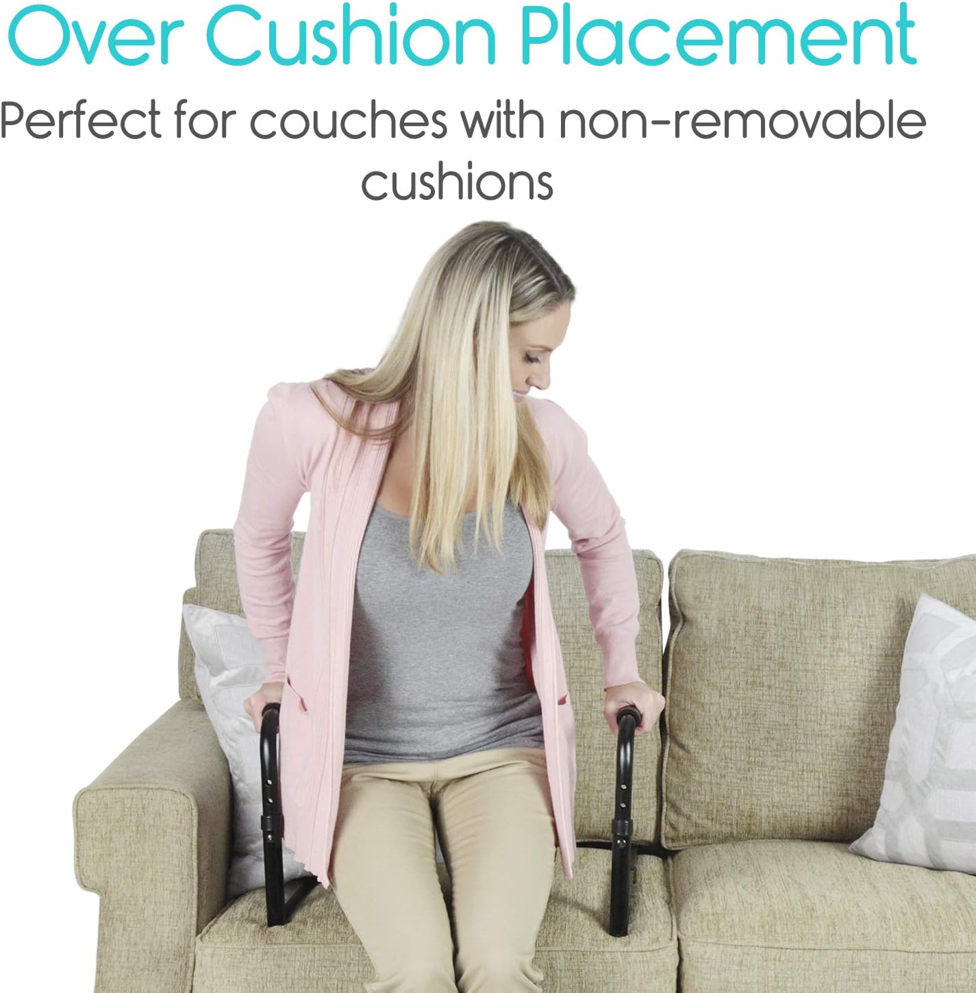 Vive Stand Assist - Mobility Standing Aid Rail for Couch, Chair - Assistance Handle for Patients, Elderly, Seniors and Disabled - Safety Grab Bar for Sitting, Sofa, Home - Adjustable, Portable Device: Health & Personal Care