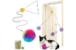 Fokauiwo Interactive Cat Toys for Indoor Cats, Self-Play Hanging Door Toy for Kitten, Adjustable Height Exercise Bell Ball to Keep Kittens Active