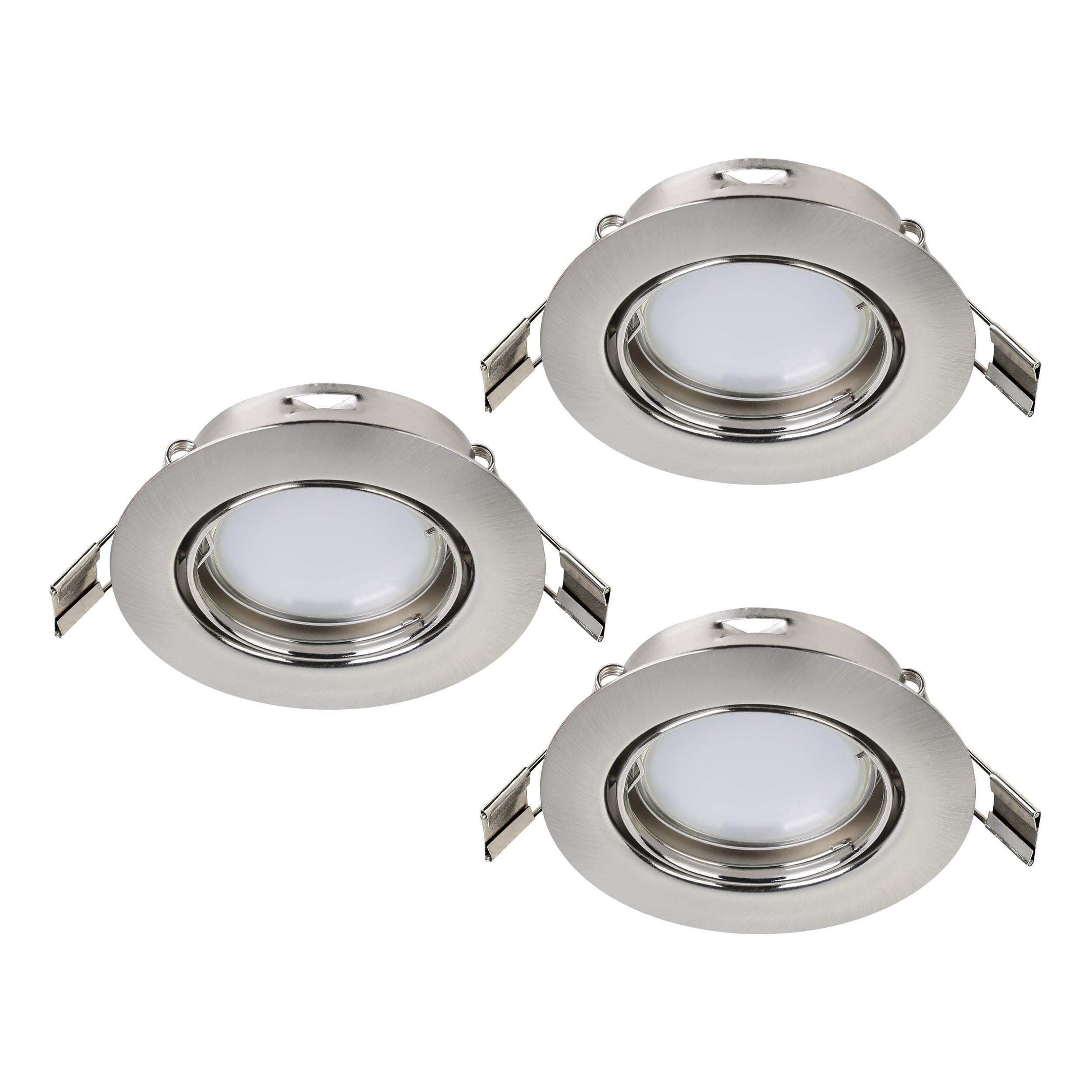 Eglo 3-piece Recessed Spotlight Set Peneto, Steel Spots in Matte Nickel, 3 Recessed Lights with GU10 Socket, LED Bulbs Included, Flat Spot, Ø 7.8 cm — image 1