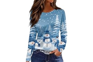 JXKIKOZE Long Sleeve Shirts for Women;Womens Long Sleeve Tops Crew Neck Pleated Casual Basic Tee Comfy Printed Tops Blouse