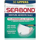 SEA-BOND Denture Adhesive Wafers Uppers Fresh Mint 30 Each (Pack of 3)