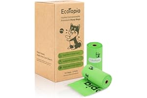 ECOTOPIA Extra 20% Thicker Dog Poop Bags (No Tearing Needed),100% Certified Biodegradable Poop Bags for Dogs,Compostable Dog Waste Bags,Cat Litter Bags,ASTM D6400 & EN 13432 Compliant,120 Bags,Light Green
