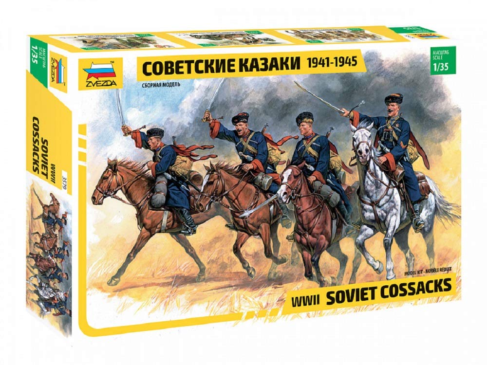 Zvezda 500783579-1:35 Soviet Cossacks Cavalry WWII Plastic Kit Model Kit Assembly Kit for Beginners Detailed Blue