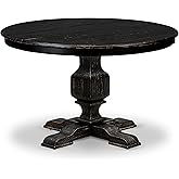 Luxe by East West Furniture FE3-11-TP - Modern Dining Table with 48" Acacia Wood Round Tabletop, Sand Blasted Black Finish