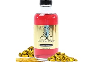 I AM JOY CO. I Am Joy: Liquid Colloidal Gold 24k 99.99% Pure 100ppm Ruby Red Water Based All Natural Electrolysis Large 8oz Glass Bottle
