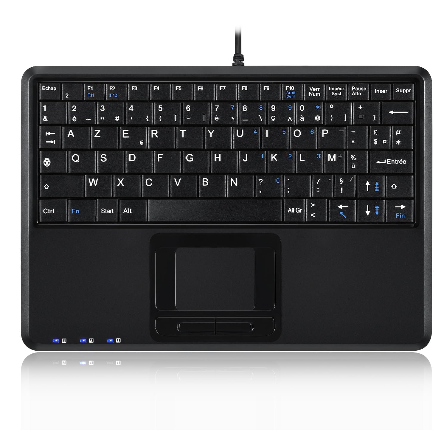 Perixx PERIBOARD-509PLUS Clavier Avec USB 2.0 Trackball - 230x160x23 mm - Trackball 14mm - 2 Hubs - Touches Notebook - AZERTY