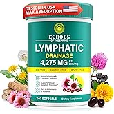 Lymphatic Drainage Supplements, 4275mg Lymph System Support for Immune | Fluid Balance &amp; Supports Healthy Circulation, 21-in-1 Herbal Blend with Echinacea, Dandelion, Burdock, Turmeric, 240 Softgels