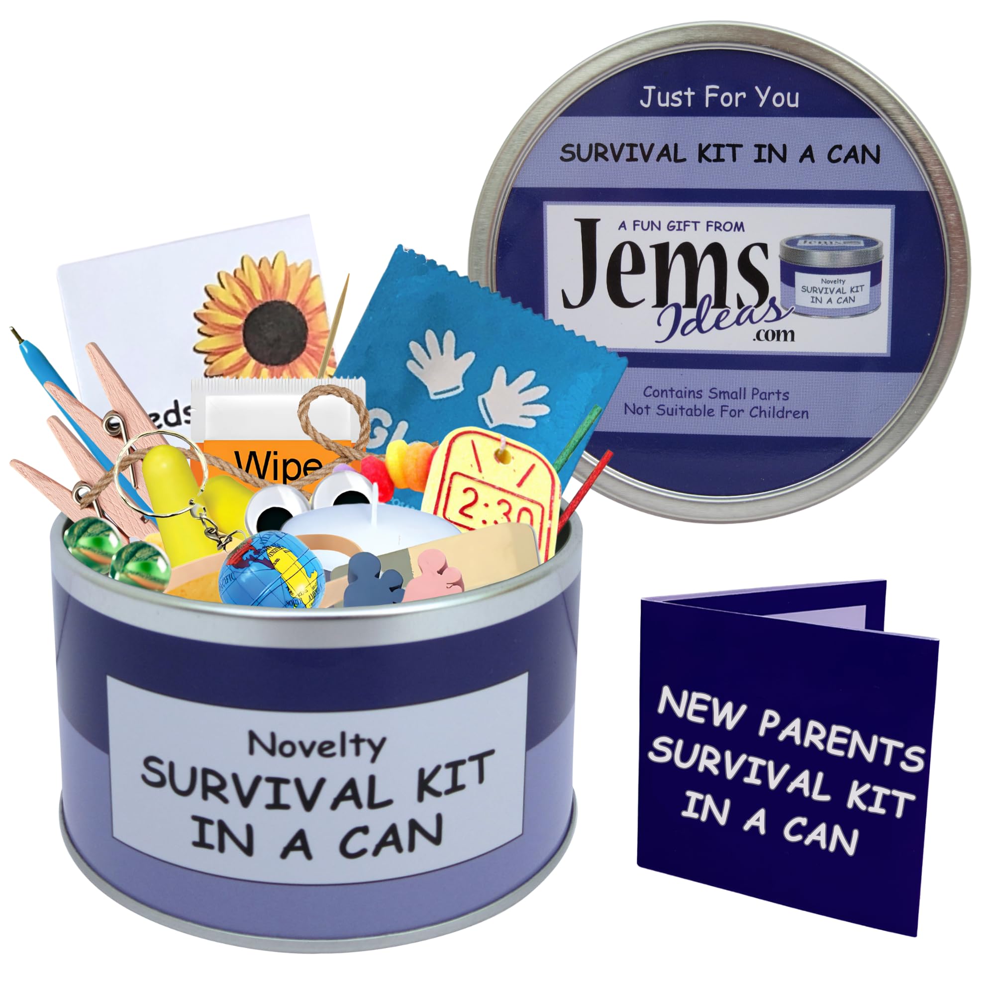 New Parents Survival Kit in a Can – Funny Gift for Mummy & Daddy To Be – Unique Keepsake for New Mum and Dad – Baby Shower Present or Pregnancy Gift Set Packed with Fun (Purple/Lilac)