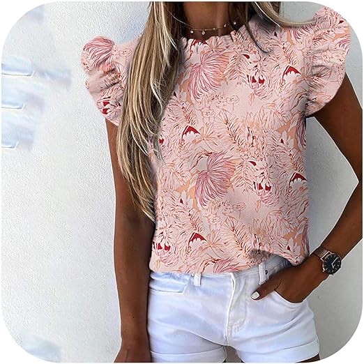 Amazon.com: Fashion Elegant Pineapple Heart Print Ruffle Blouse Shirts Office Lady Tops Womens 
