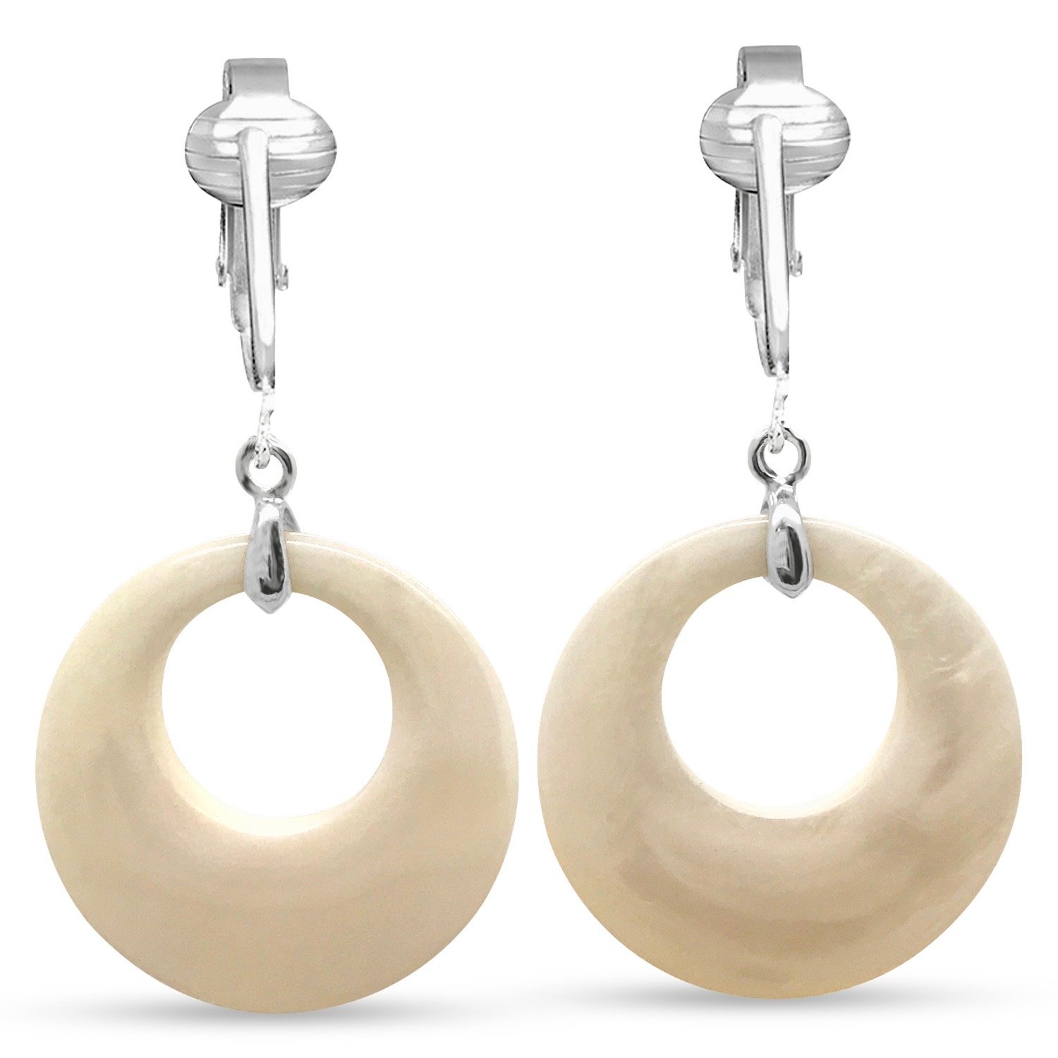 Aloha EarringsTahitian-Style Abalone Paua Shell Clip On Earrings-Mother of Pearl Shells Authentic Ocean Romantic Shells Holiday, Authentic