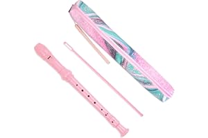 QIELIZI Recorder Instrument for Beginner Kids Adults,8-Hole Soprano Descant Recorder Music Flute with Cleaning Rod & Case Bag For School Student Home Entertainment(2-Pink Green Splash-ink)