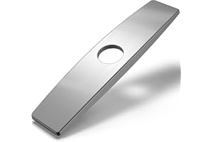 FORIOUS Kitchen Sink Cover, Sink Hole Cover 10 Inch for 1 or 3 Hole Long Rectangle Stainless Steel, Escutcheon Plate for Kitchen Faucet, Brushed Nickel Faucet Deck Plate Suitable for Bathroom Vanity