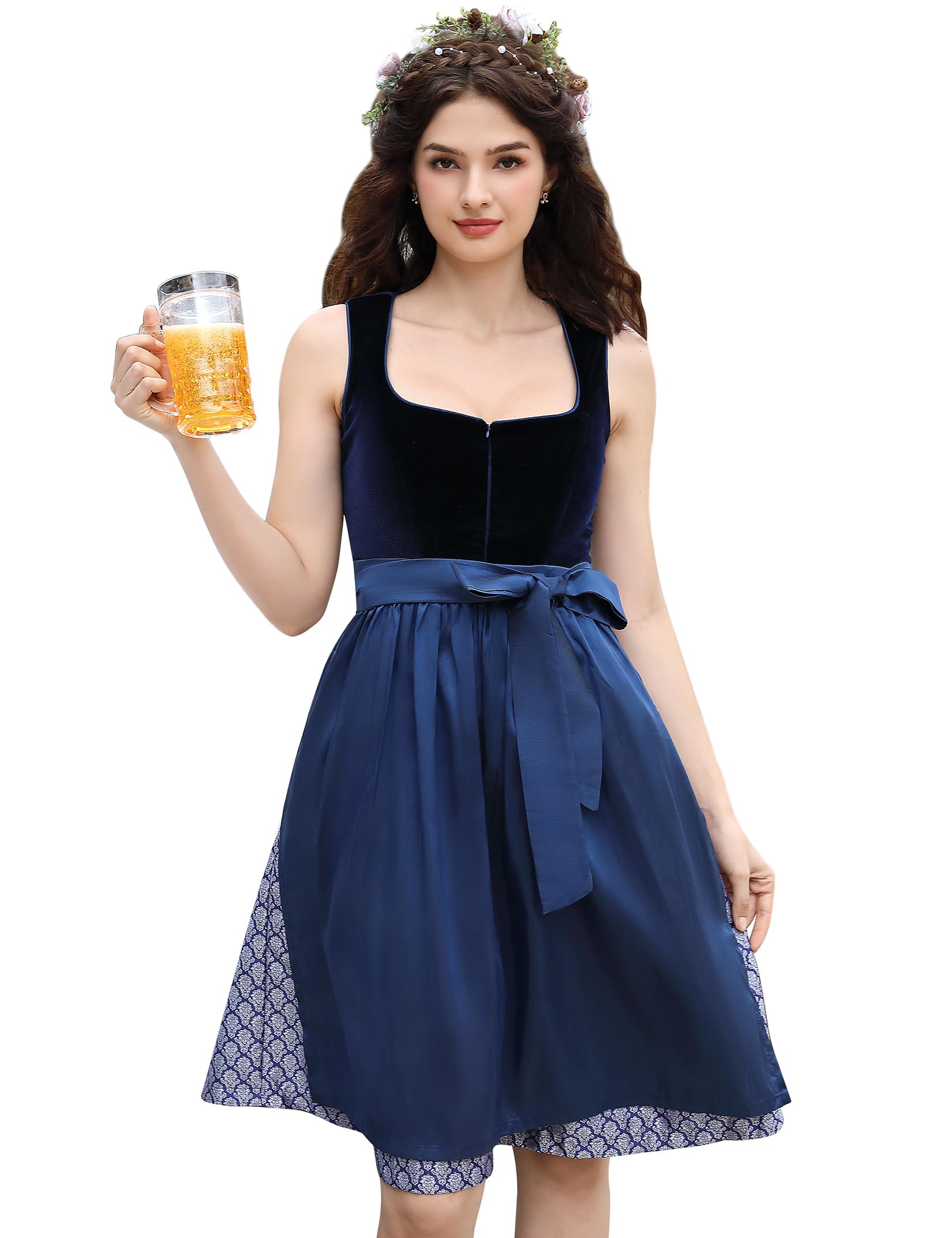 Photo 1 of Oktoberfest Costumes Women German Dirndl Dresses 2 Pcs Bavarian Costume Beer Carnival Outfits Blue
