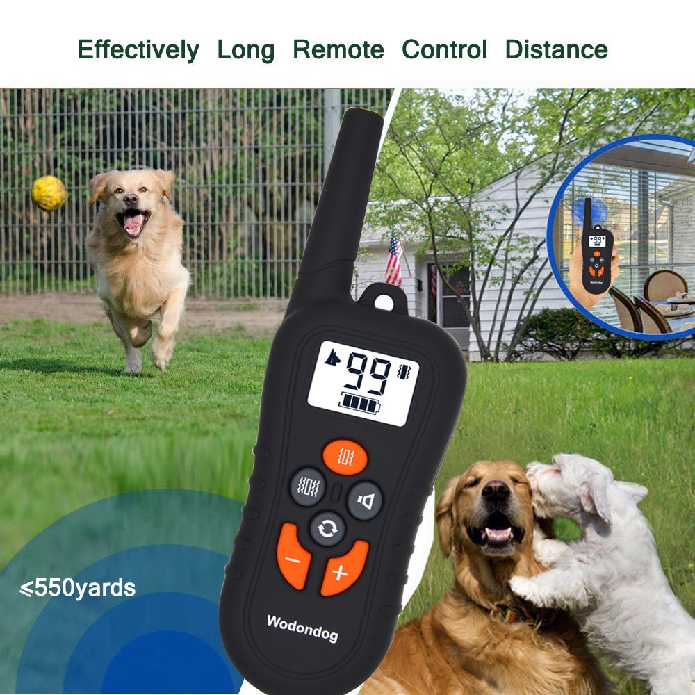 Dog Training Collar Remote – Rechargeable Waterproof Collar Receiver Training Devices with Beep Vibration for All Size Dogs Pet Trainer, Tracking Night Light, 550 Yards Remote Range, Light LCD Screen