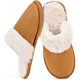 Rosoz Womens Fuzzy Slippers- Comfy Warm Winter Slipper for Women with Plush Fleece Lining- Indoor House Slippers Thin Sole