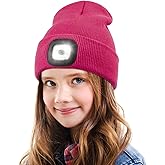 YunTuo LED Beanie for Kids, Unisex Rechargeable Headlamp Hat Winter Night Lighted Cap, Gifts for Kids Boys Girls