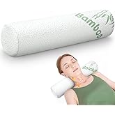 Bucherry 1 Pcs 18 x 4 Inches Cervical Neck Roll Memory Foam Pillow Cylinder Bolster Pillow for Bed Round Neck Support with Removable Washable Cover for Sleeping Travel Yoga Legs Back Lumbar