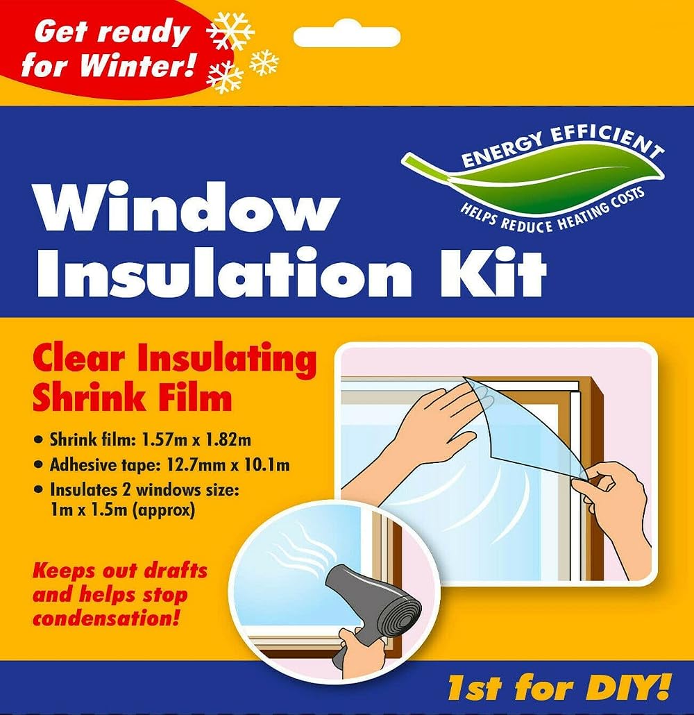 LORD C Window Film Insulation Kit 2 Windows 1m x 1.5m Draught Excluder
