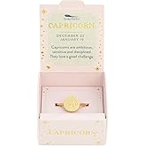 Lucky Feather Zodiac Sign Ring Gift Constellation Gifts for Women and Teen Girls, 14K Gold-Dipped Star Sign Ring, One Size