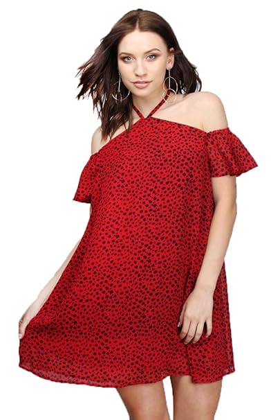 red and black leopard print dress