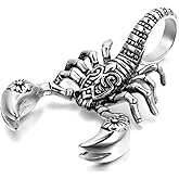 OIDEA Men's Large Heavy Gothic Scorpion Pendant Necklace Stainless Steel Necklace for Men, Punk Rock Biker Halloween Cosplay Costume Jewelry Gift