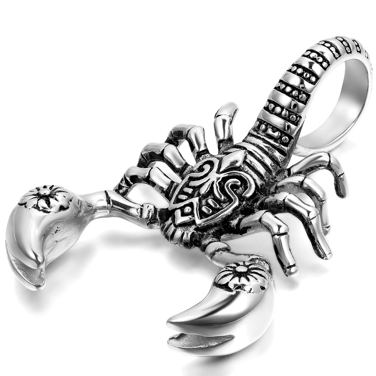Oidea Stainless Steel Mens Gothic Scorpion Pendant Necklace for Biker,Silver,22 Inch Chain Included