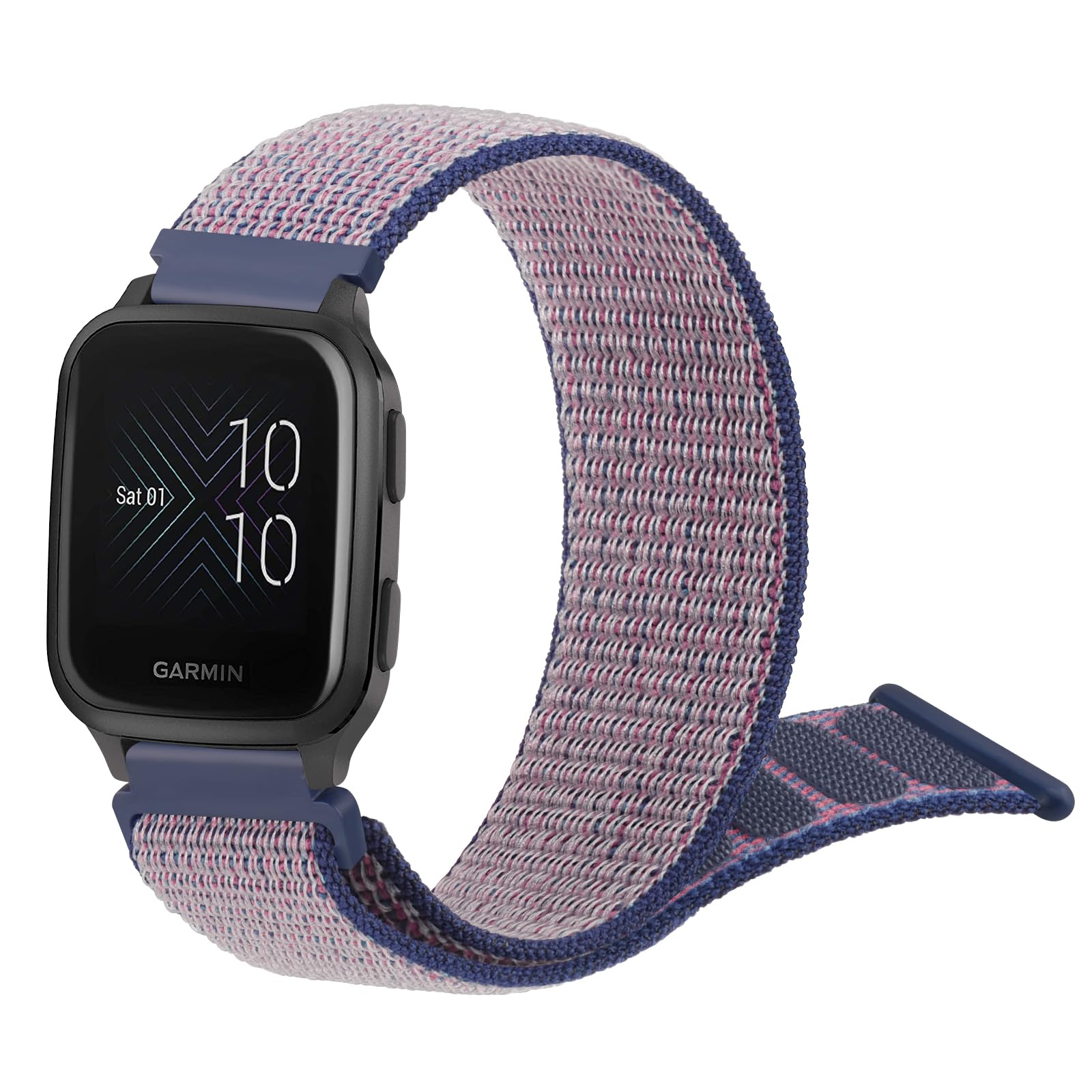Nylon Straps Compatible with Garmin Venu Sq Music Strap, Soft Replacement Sport Nylon Wristband for Garmin Venu Sq Music/Venu Sq/Venu/Venu 2 Plus (Dark Blue)