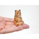 Selsela Brown Bear Handmade Wood Figurine Carved Sculpture Home Decor Miniature Grizzly Animal Art Statue Collectible