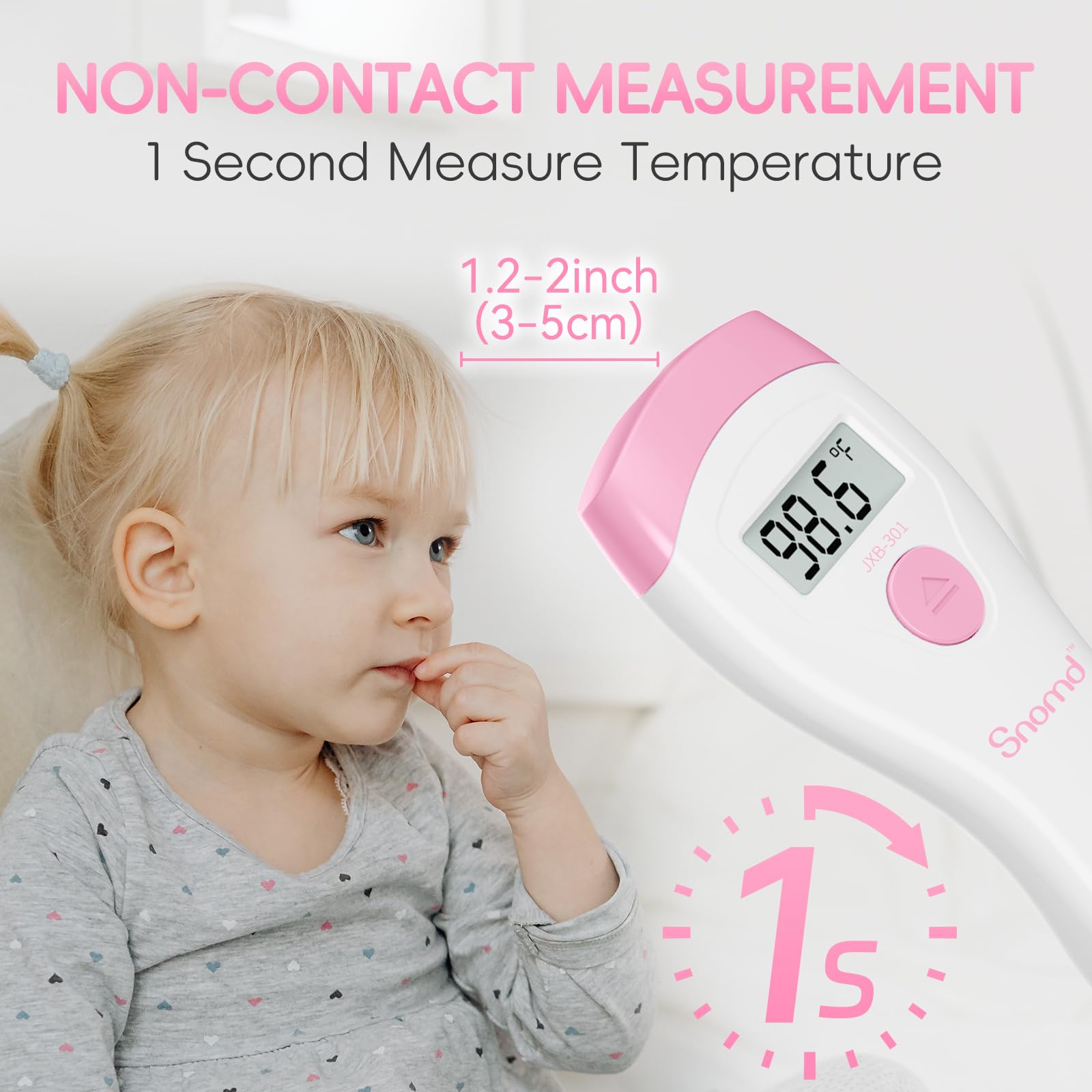 Non-Touch Forehead Thermometer, Digital 2-in-1 Infrared Thermometer for Adults, Kids, and Babies with Fever Alarm, Instant Reading, Medical-Grade Accuracy