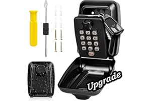 BKNOOU Key Lock Box Wall Mount with Code, Key Lock Box for Outside, Waterproof Key Safe Extra Large Lockbox for Keys Outdoor, 12-Digit Combination Key Storage Box Spare Key Hider for Home Garage