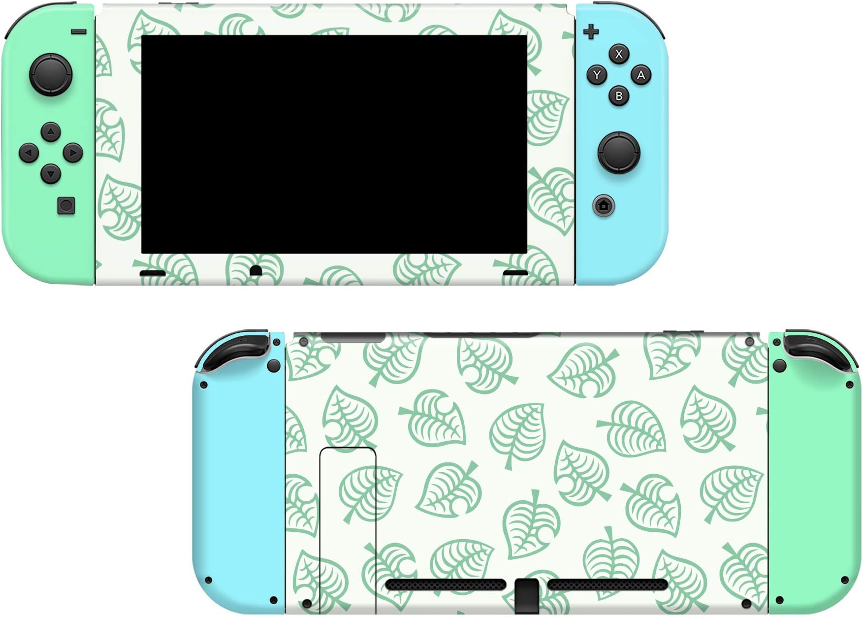 Solid Green and Blue with Leaves Full wrap Vinyl Skin for Nintendo Switch 3M Premium Vinyl 3M overlaminate (Console)