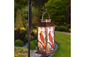 DOORKEER Cardinal Solar Lantern Outdoor Hanging Cardinal Garden Decor Christmas Birthday Gifts for Women Mom and Grandma Waterproof Solar LED Decorative Light for Yard,Patio,Lawn,Backyard,Front,Porch