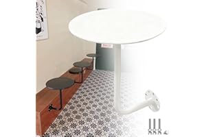Wall Mounted Coffee Table, Small Round Coffee Tables, Dining Desk L-Type Floating Workbench with Metal Leg, Modern Decor Coun