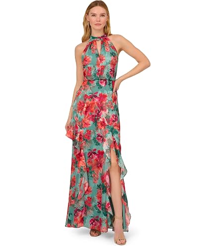 adrianna papell women's mock-neck knit mermaid dress Printed Dress, Turquoise Multi, 16 : Clothing, Shoes & Jewelry non-returnable