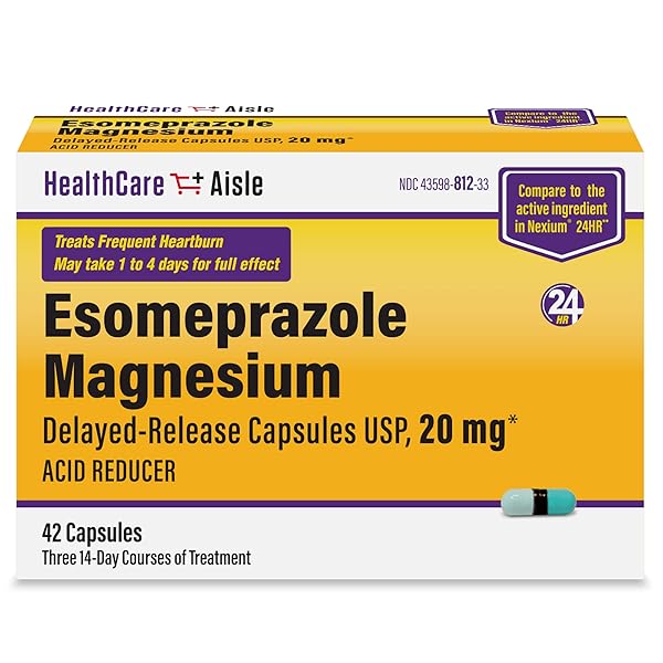 HEALTHCAREAISLE ESOMEPRAZOLE MAGNESIUM 20 MG – 42 DELAYED-RELEASE CAPSULES – ACID REDUCER, TREATS FREQUENT HEARTBURN