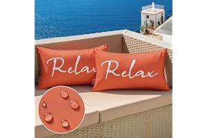MIULEE Outdoor Waterproof Throw Pillow Covers Set of 2 Relax Decorative Outdoor Rectangular Pillowcases for Chair Patio Garden Couch Tent Balcony Sofa Coral Red 12x20 Inch