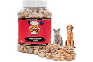 Chef Kitty Freeze Dried Tuna Cat & Dog Treats - Made from 100% Wild Caught Tuna - Only 1 Ingredient - Healthy, Raw, Dry Food for Indoor Cats, Kittens, Dogs - Inspected & Tested in USA - Tuna 3.5oz