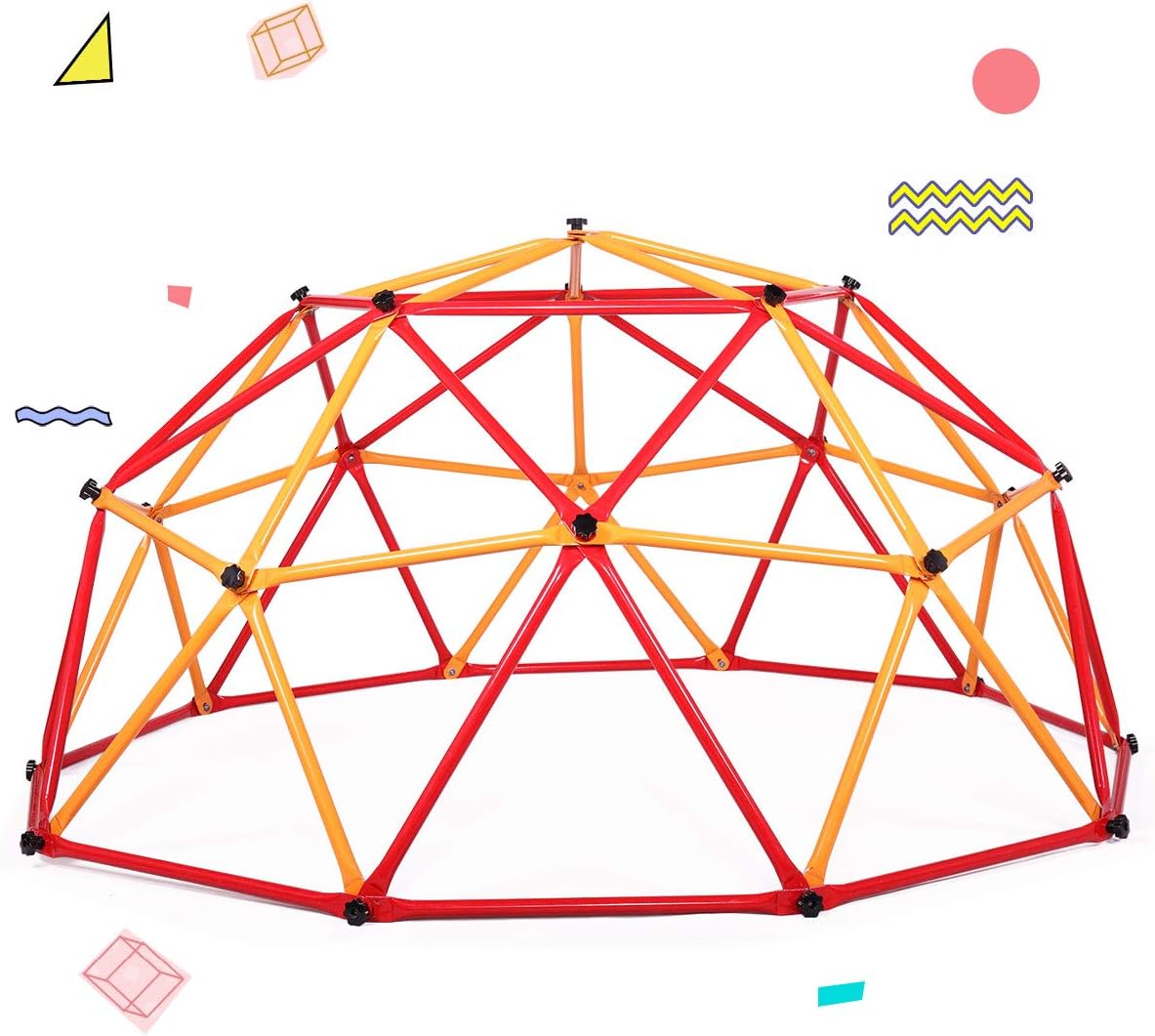 TOBBI Outdoor Dome Climber 6.6' Wide x 3.75' High, Playground Climbing Frame Backyard Gym in Red & Yellow: Toys & Games
