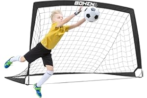 BOHEN 5x3ft Portable Soccer Goal for Kids Backyard with Carry Bag - Easy Folding Lightweight Fun for Outdoor Indoor Training Games for Teen Youth Adult
