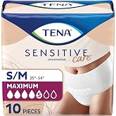 Tena Sensitive Care Underwear for Women Maximum, Adult Diaper, Postpartum and Bladder Leakage, S/M, 10 Count, Better Fit