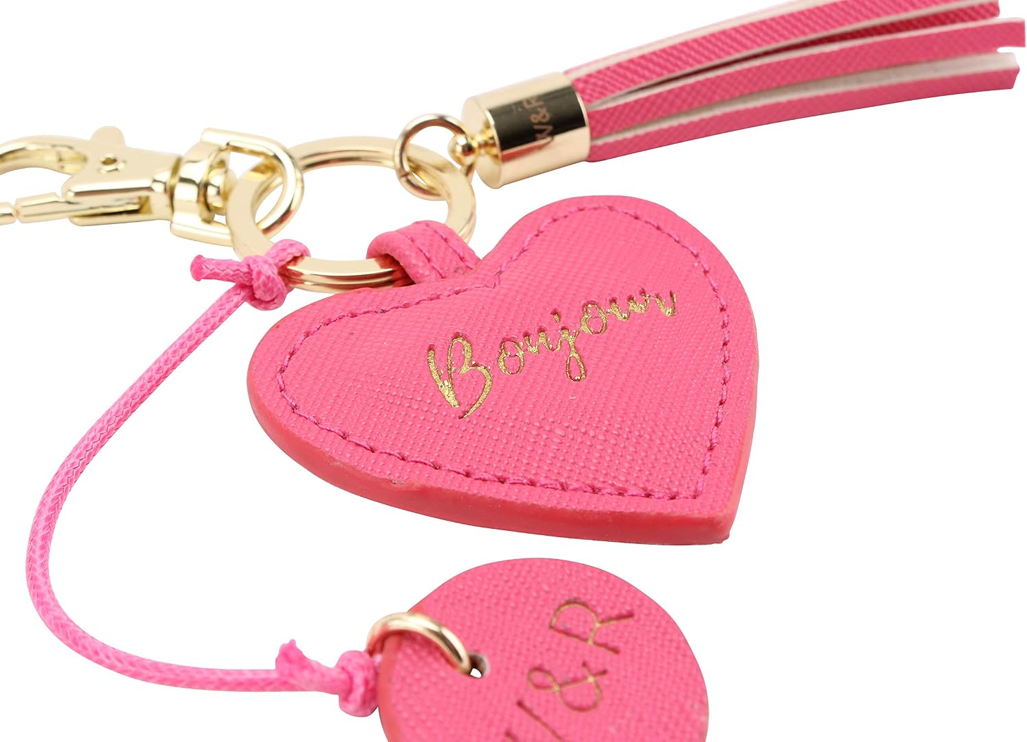 Willow & Rose Bonjour Fuchsia Pink Heart Keyring - Image 3